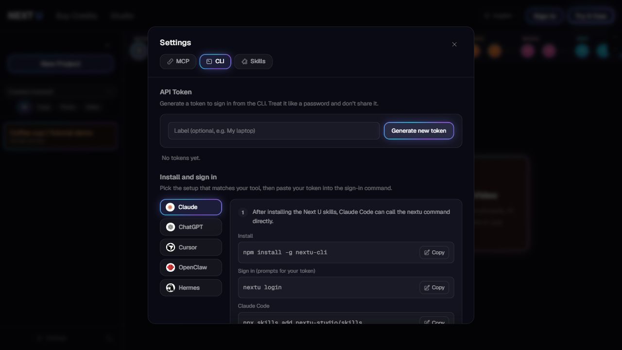 CLI: Work from a terminal — NEXT U Studio